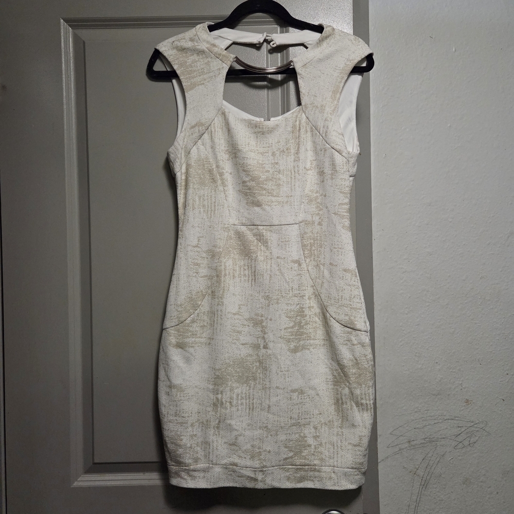 Bisou Bisou Textured Cream Mini Dress